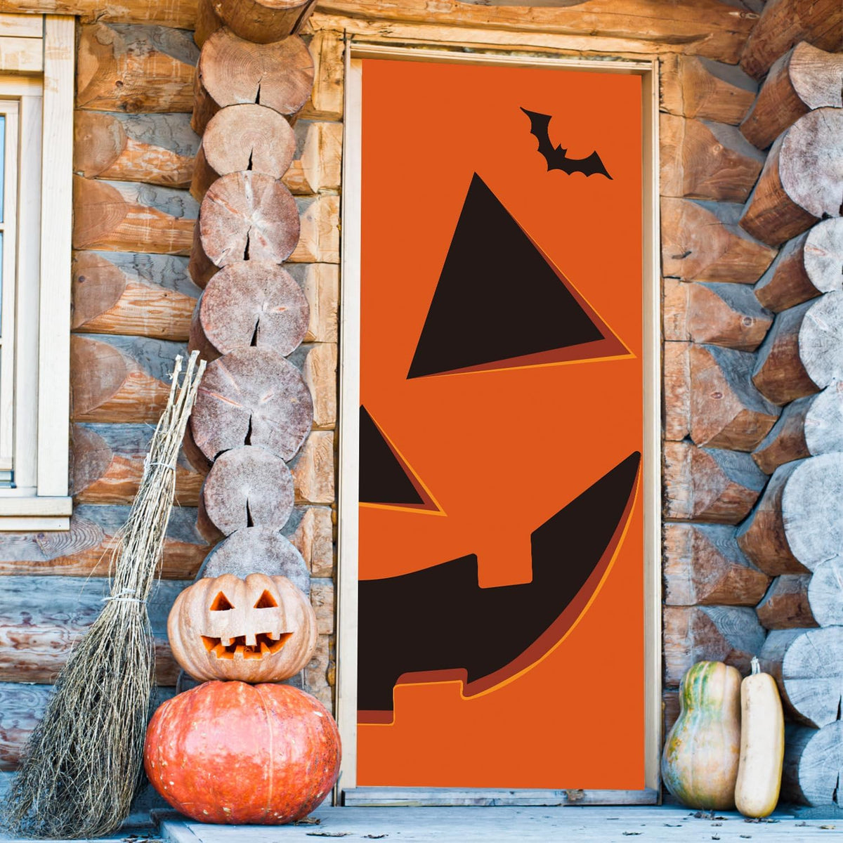 Halloween Pumpkin Door Covers Halloween Door Decorations Halloween Door Banner Halloween Decorations for Front Door Halloween Porch Sign for Halloween Party Decorations
